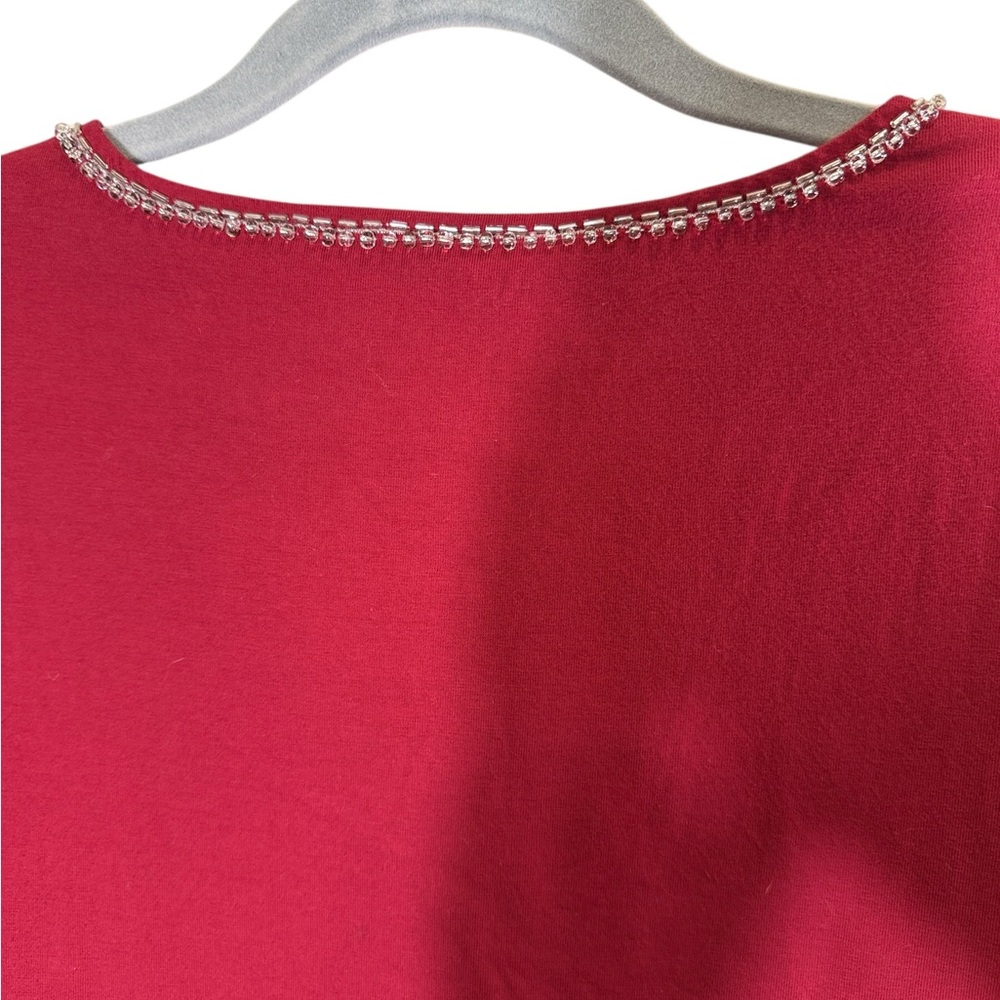 Bob Mackie Wearable Art Red Tunic with Silver Embellishments sz S - Picture 4 of 9